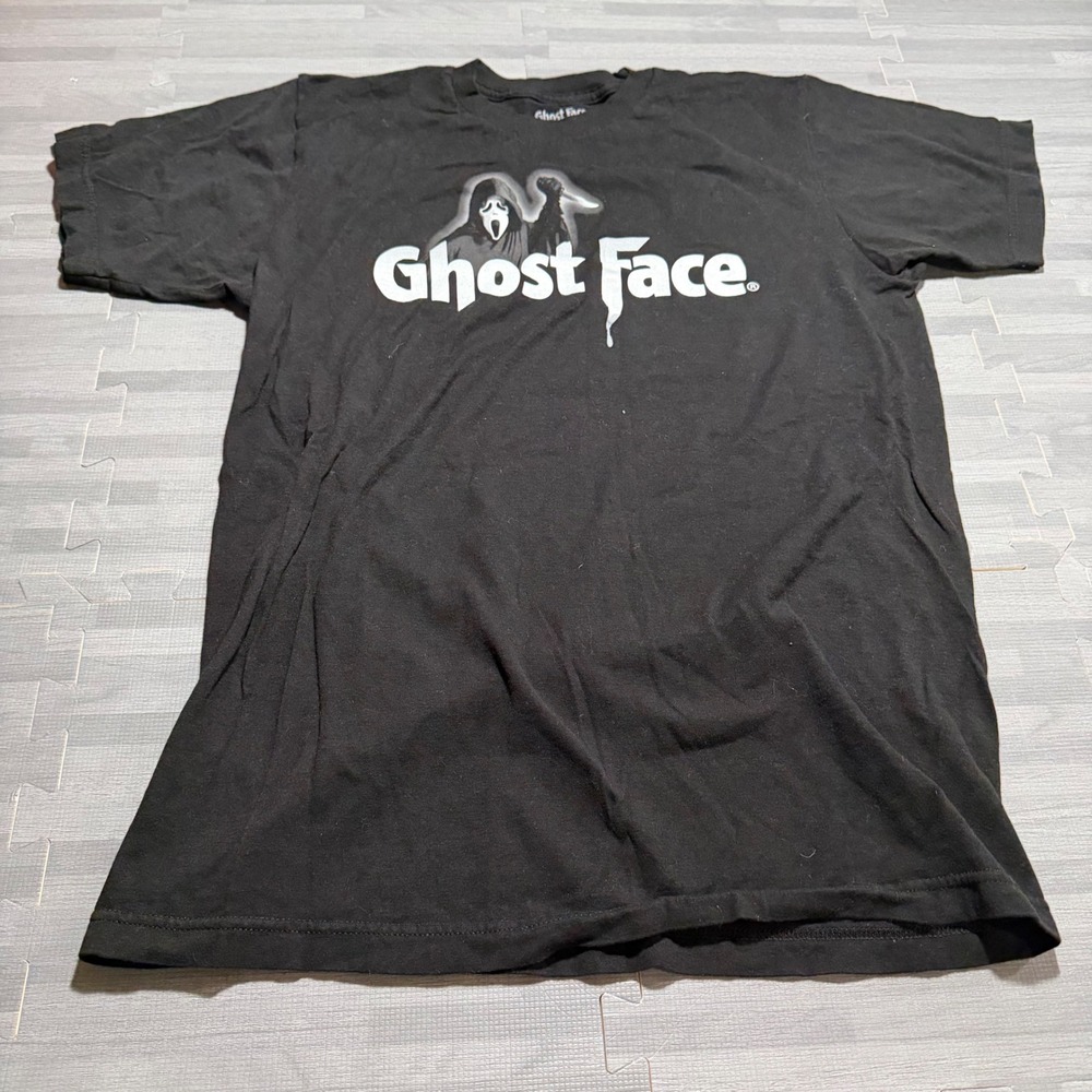 Ghost Face Scream Movie Horror Graphic T-Shirt Black Short Sleeve Cotton Tee
